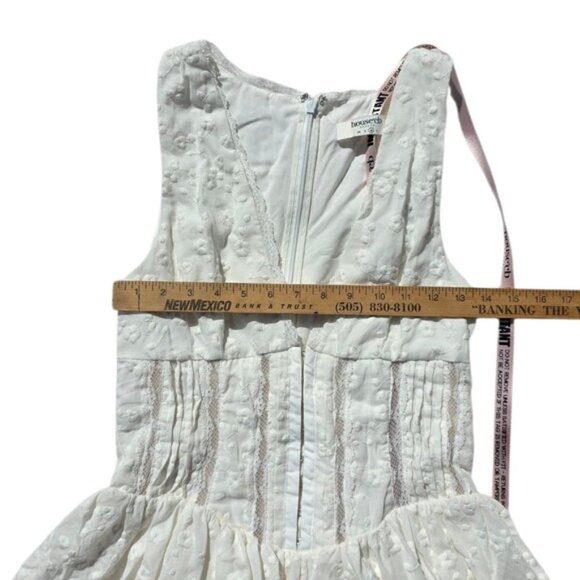 House of CB Sarita White Floral Cotton Broderie Plunge Corset Mini Medium - Picture 9 of 10